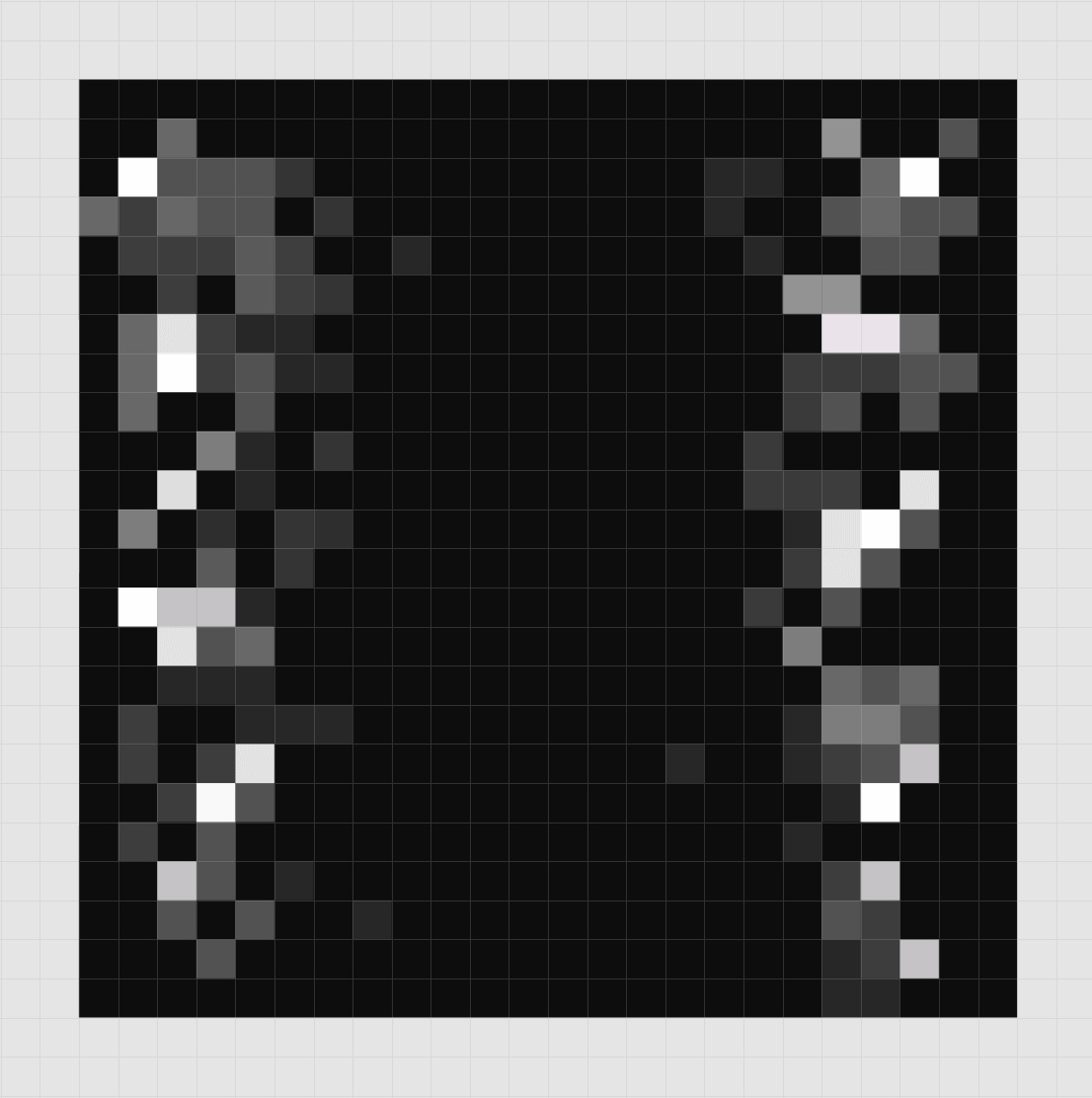 Displacement Map used for our terrain. The lighter the area, the higher the vertices will appear, the darker the lower.